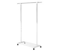 Whitmor Portant à vêtements réglable de luxe - Organiseur de vêtements à roulettes - Blanc et chromé