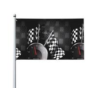 WHJDPP Drapeau à carreaux imprimé course 0,9 x 1,5 m Drapeau de décoration extérieure - Bannière en polyester durable pour cour, terrasse, porche et présentations festives - Couleurs vives et