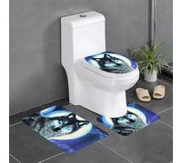 WHJDPP HJFCZH Lot de 3 tapis de salle de bain imprimés loup sous la lune 61 x 40,6 cm - Tapis en peluche pour un confort semblable au spa et un nettoyage facile