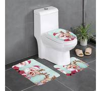 WHJDPP Lot de 3 tapis de salle de bain en peluche à poils longs pour un confort absorbant, confortable et protection antidérapante - Motif Merry Christmas Prints - 61 x 40,6 cm