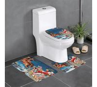 WHJDPP Lot de 3 tapis de salle de bain en peluche à poils longs pour un confort absorbant, confortable et protection antidérapante - Motif Merry Christmas Prints - 61 x 40,6 cm