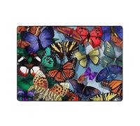 WHJDPP Tapis antidérapant en fausse flanelle avec imprimés papillons colorés dessinés à la main 203,2 x 147,3 cm - Couvre-lit ultra doux pour salon, bureau et chambre à coucher