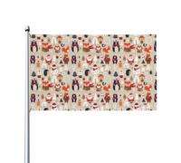 WHJSHOP Animaux mignons avec imprimé bonhomme de neige 0,9 x 1,5 m Drapeaux de décoration extérieure - Bannière en polyester vibrant pour cour, terrasse, fête et plus encore