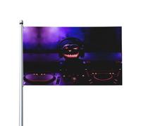 WHJSHOP Citrouille d'Halloween avec écouteurs imprimés 0,9 x 1,5 m Drapeaux de décoration extérieure - Bannière en polyester vif pour cour, terrasse, fête et plus encore