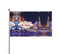 WHJSHOP Drapeaux de décoration extérieure de Las Vegas Night City Prints 0,9 x 1,5 m - Bannière en polyester vif pour cour, terrasse, fête et plus encore