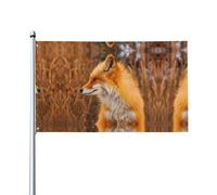 WHJSHOP Fox Prints Drapeau décoratif d'extérieur en polyester de haute qualité pour jardin, terrasse et présentations festives 0,9 x 1,5 m