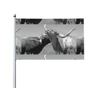 WHJSHOP Impression d'images d'animaux de vache 0,9 x 1,5 m Drapeaux de décoration extérieure - Bannière en polyester vif pour cour, terrasse, fête et plus encore