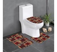 WHJSHOP Lodge Bear Lot de 3 tapis de salle de bain à poils longs en peluche pour un confort absorbant, confortable et une décoration de salle de bain élégante, 61 x 40,6 cm