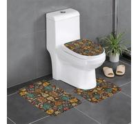 WHJSHOP Lot de 3 tapis de salle de bain colorés avec motifs crânes en sucre 61 x 40,6 cm - Tapis en peluche pour un confort absorbant et une décoration élégante de salle de bain