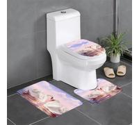 WHJSHOP Lot de 3 tapis de salle de bain en peluche pour plus de confort et d'absorption Motif cœur de cygne 61 x 40,6 cm
