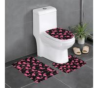 WHJSHOP Lot de 3 tapis de salle de bain en peluche ultra douce avec motifs de flamants roses, 61 x 40,6 cm, pour un confort semblable au spa et une décoration d'intérieur élégante