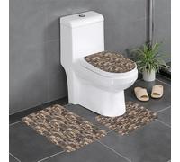 WHJSHOP Rustic Lodge Lot de 3 tapis de salle de bain à poils longs en peluche pour un confort absorbant, confortable et une décoration élégante de salle de bain 61 x 40,6 cm