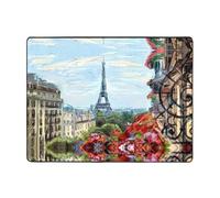 WHJSHOP Street in Paris Town Prints Revêtement de sol antidérapant bien conçu 160 x 121,9 cm - Peluche confortable pour la maison et le bureau
