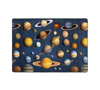 WHJSHOP Tapis en fausse fourrure avec imprimé planètes du système solaire - Couvre-lit confortable et antidérapant pour salon, chambre à coucher et plus encore - 203,2 x 147,3 cm