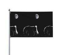 WHJSSF Drapeaux décoratifs d'extérieur en polyester pour cour, terrasse et fête - Motif cheval sous la lune - 0,9 x 1,5 m