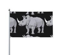 WHJSSF Imprimé rhinocéros animaux drapeau américain 0,9 x 1,5 m - Couvre-lit d'extérieur en polyester vif, parfait pour le patriotisme et la décoration de jardin