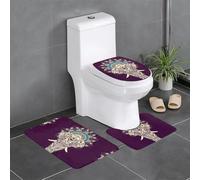 WHJSSF Lot de 3 tapis de bain en peluche ultra douce avec imprimé éléphant et carte bohème 61 x 40,6 cm pour un confort semblable au spa
