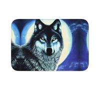 WHJSSF Tapis à ourlet imprimé loup sous la lune 40 x 60 cm - Tapis de salle de bain bien conçu, résistant à la décoloration et facile d'entretien pour les retraites comme au spa