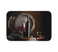 WHJSSF Tapis de bain en polyester de haute qualité avec imprimé bouteille de vin rouge et verre - 101,6 x 152,4 cm