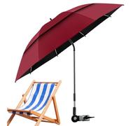 Whnbuij Parasol de chaise avec pince 180° UPF 50+ double auvent réglable | Parasol pour voyage, plage, vacances, camping, pique-nique, terrasse, chariot de golf, fauteuil roulant