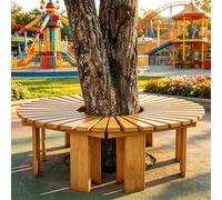 Whnoorher Banc d'arbre de Jardin incurvé, bancs d'extérieur en Bois, résistant aux intempéries, Surface Lisse, Banc en Forme d'éventail, Dos Nu, Chaise de Loisirs Vintage(Half Round)