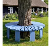 Whnoorher Banc d'arbre Rond Marron, Banc de Jardin incurvé en Bois, Dos Nu, Banc de Parc, résistant aux intempéries, Support pour Plantes, pour terrasse, Balcon(Bleu,Round)