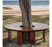 Whnoorher Banc d'arbre Rond Marron, Banc de Jardin incurvé en Bois, Dos Nu, Banc de Parc, résistant aux intempéries, Support pour Plantes, pour terrasse, Balcon(Brun,Half Round)