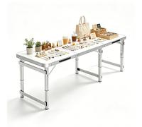Whnoorher Table de Pique-Nique extérieure Pliable | Table à tréteaux Pliante en Aluminium ultralégère | Pliable en Deux | Tables imperméables d'extérieur Portables avec poignée
