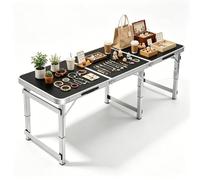 Whnoorher Table de Pique-Nique extérieure Pliable | Table à tréteaux Pliante en Aluminium ultralégère | Pliable en Deux | Tables imperméables d'extérieur Portables avec poignée