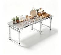 Whnoorher Table de Pique-Nique extérieure Pliable | Table à tréteaux Pliante en Aluminium ultralégère | Pliable en Deux | Tables imperméables d'extérieur Portables avec poignée