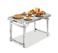 Whnoorher Table de Salle à Manger Pliante d'extérieur - Table à tréteaux en Aluminium Portable Robuste - Tables Basses de Pique-Nique compactes ultralégères à Hauteur réglable