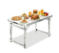 Whnoorher Table de Salle à Manger Pliante d'extérieur - Table à tréteaux en Aluminium Portable Robuste - Tables Basses de Pique-Nique compactes ultralégères à Hauteur réglable