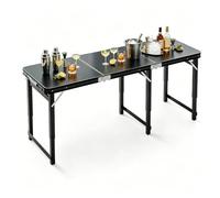 Whnoorher Table Pliante avec Cadre en Aluminium Noir, Tables à tréteaux Portables avec poignée intégrée, Facile à Ranger, Pliable en Demi-Table pour Pique-Nique/fête
