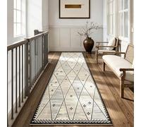 Whnoorher Tapis de Couloir pour Couloir, antidérapant, Noir, Beige