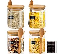 Wholede Bocal en Verre avec Couvercle, 540ML Lot de 4 Pot en Verre, Bocal en Verre Hermétique Bocaux Rangement Cuisine pour Epices Sel Cookie Café Céréales