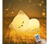 WholeSome Tech. Veilleuse pour Enfants, Lampe en Silicone Tactile, Rechargeable, Veilleuse Temporisée avec Fonction Tactile, Deco rassurante pour Chambre d'Enfant (Chat)