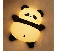 WholeSome Tech. Veilleuse Tactile en Sillicone Souple pour Enfants, Lampe Mignonne de bureau, Rechargeable USB, Mode Arrêt Automatique 30min 3 Intensités. (Panda Bidon)