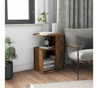 WHOPBXGAD Bois d'ingénierie Facile à Nettoyer Design en G Unique Brun | Table d'appoint Chêne fumé 36x30x56 cm Bois d'ingénierie Forme G Moderne Stable pour Salon Bureau