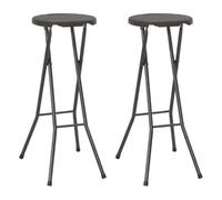 WHOPBXGAD PEHD Acier Aspect rotin Pliables Jardin Patio Lot de 2 Brun | Tabouret de bar pliable lot de 2 PEHD acier aspect rotin marron 110 kg patio jardin