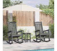 WHOPBXGAD Polyéthylène Jardin Berçante Gris Clair 3 pièces | Chaise à bascule 3 pcs Gris clair Polyéthylène jardin extérieur moderne