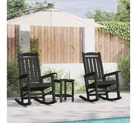 WHOPBXGAD Polyéthylène Jardin Berçante Noir 92x70x108cm | Chaise à bascule 2 pcs Noir 92 x 70 x 108 cm Polyéthylène Résistant Design Moderne Mobilier Jardin Extérieur