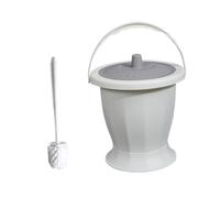 Whtkoph Chamber Pot Seau Urinoir Portable avec Couvercle Brosse Anneau Pot de Nuit Matériau Pp Poignée Pratique Adapté Aux Hommes Femmes Soins Maison Déplacem, Blanc