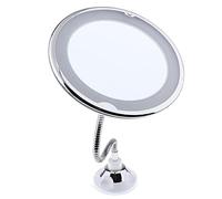 Whtkoph Miroir de Maquillage Rond à Col de Cygne Pivotant à 360° pour Salle de Bain, Grossissement X10
