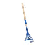 Whtkoph Râteau à Feuilles Râteau de Jardinage Outil Ergonomique Manche en Bois PP Détachable Adapté pour Enfants Accessoires Pelouse Extérieur Jardin Ferme , Bleu