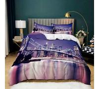 WHUOEUCO Housse de Couette 220x240 New York City Parure de Lit 2 Personne Set de literie 3D Microfibre Moderne Couvre-lit Décoration de Chambre Cityscape