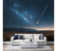 WHUOEUCO Papier Peint Panoramique Salon Cosmos Ciel Étoilé | Papier Peint Photo Intissé Météorites Désert Paysage Poster Tapisserie Mural 300x210 cm pour Chambre, Décor Fond TV