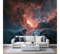 WHUOEUCO Papier Peint Panoramique Salon Cosmos Espace Nébuleuse | Papier Peint Photo Intissé Poster Tapisserie Mural 450x315 cm pour Chambre , Salle à Manger, Décor Fond TV