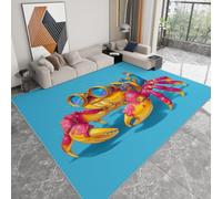 WHUOEUCO Tapis de Salon Lavable Crabe De Dessin Animé 80x150cm Tapis Chambre Poils Courts Doux, Antidérapant et Durable, pour Salon l'entrée Chambre Nursery