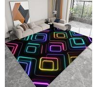 WHUOEUCO Tapis de Salon Lavable Géométrie du Dégradé De Couleurs 160x230cm Tapis Chambre Poils Courts Doux, Antidérapant et Durable, pour Salon l'entrée Chambre Nursery