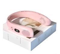 Whychstore Ventilateur tour de cou pliable et portable, réglable avec affichage numérique USB, sans feuilles, facile à transporter (rose)